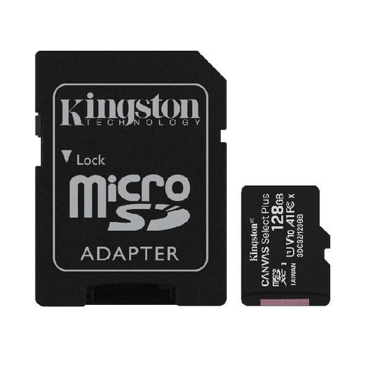 TRANSFLASH MICROSD 128GB SD MICRO UHS-I CLASSE10 MEMORIA KINGSTON SDCS2/128GB CANVAS SELECT PLUS Cod.: SDCS2/128GB_3G